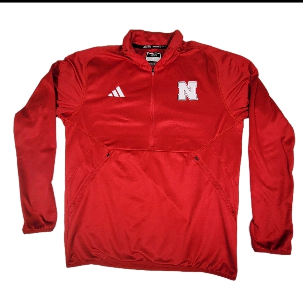 Adidas Scarlet Nebraska Huskers Halfzip Sideline Aeroready Pullover Jacket Large